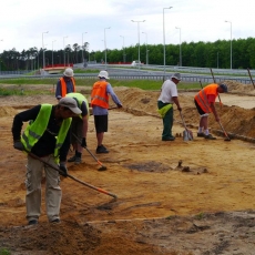badania wykopaliskowe na autostradzie A4  w miejscowości  Jasień woj. małopolskie